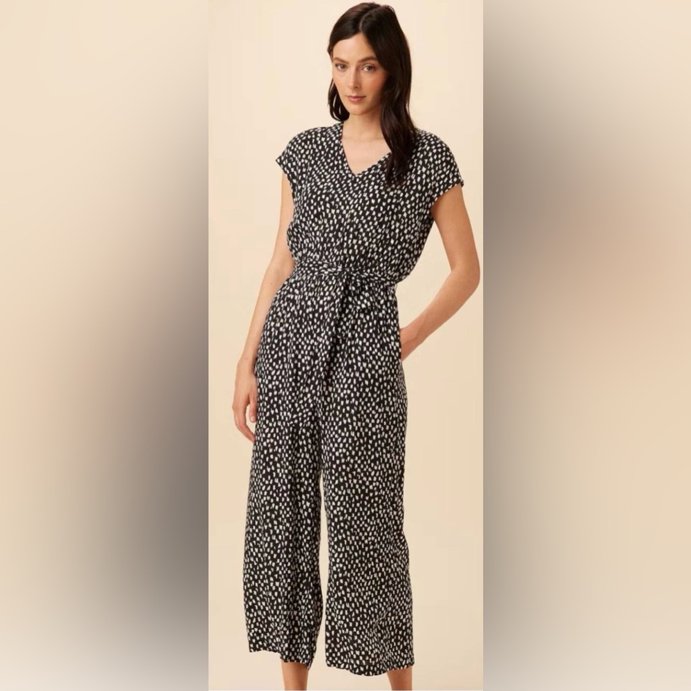 Amour Vert Sleeveless Black/White Spot Wide Leg Jumpsuit
